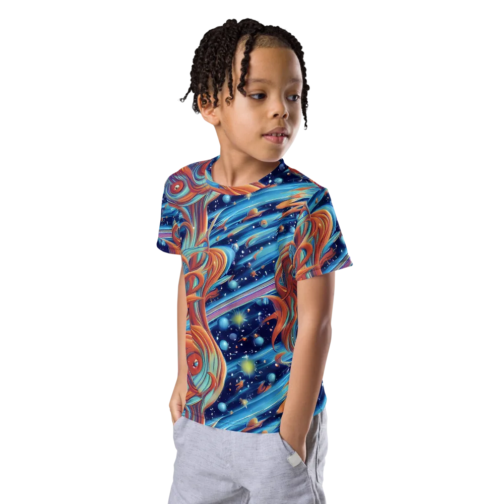 Orbit Flame on Kids Crew Neck T-Shirt — Left Front