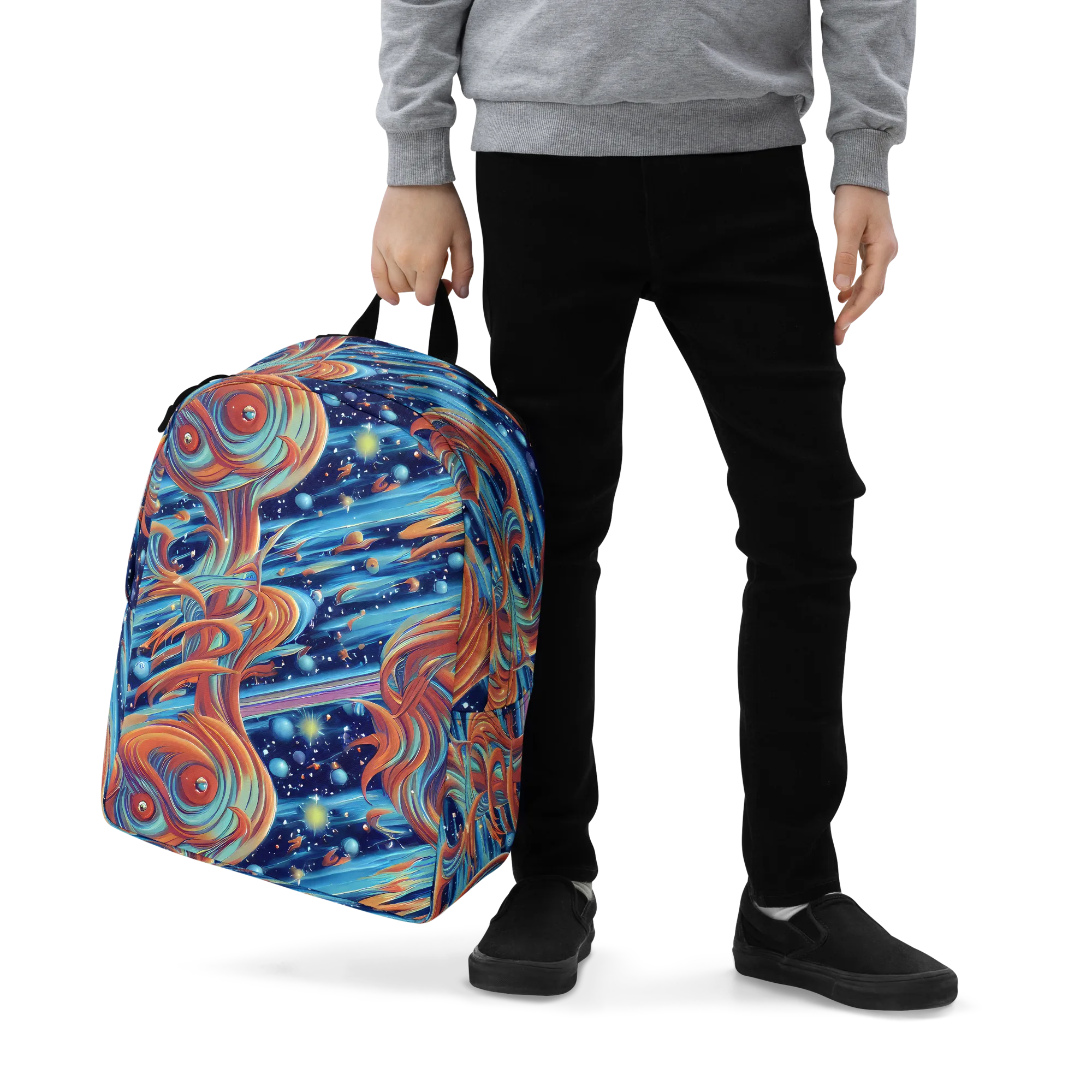Orbit Flame on Minimalist Backpack — Zoomed-in