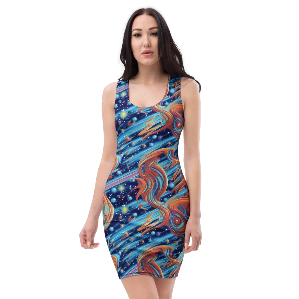 Orbit Flame on Bodycon Dress — Front
