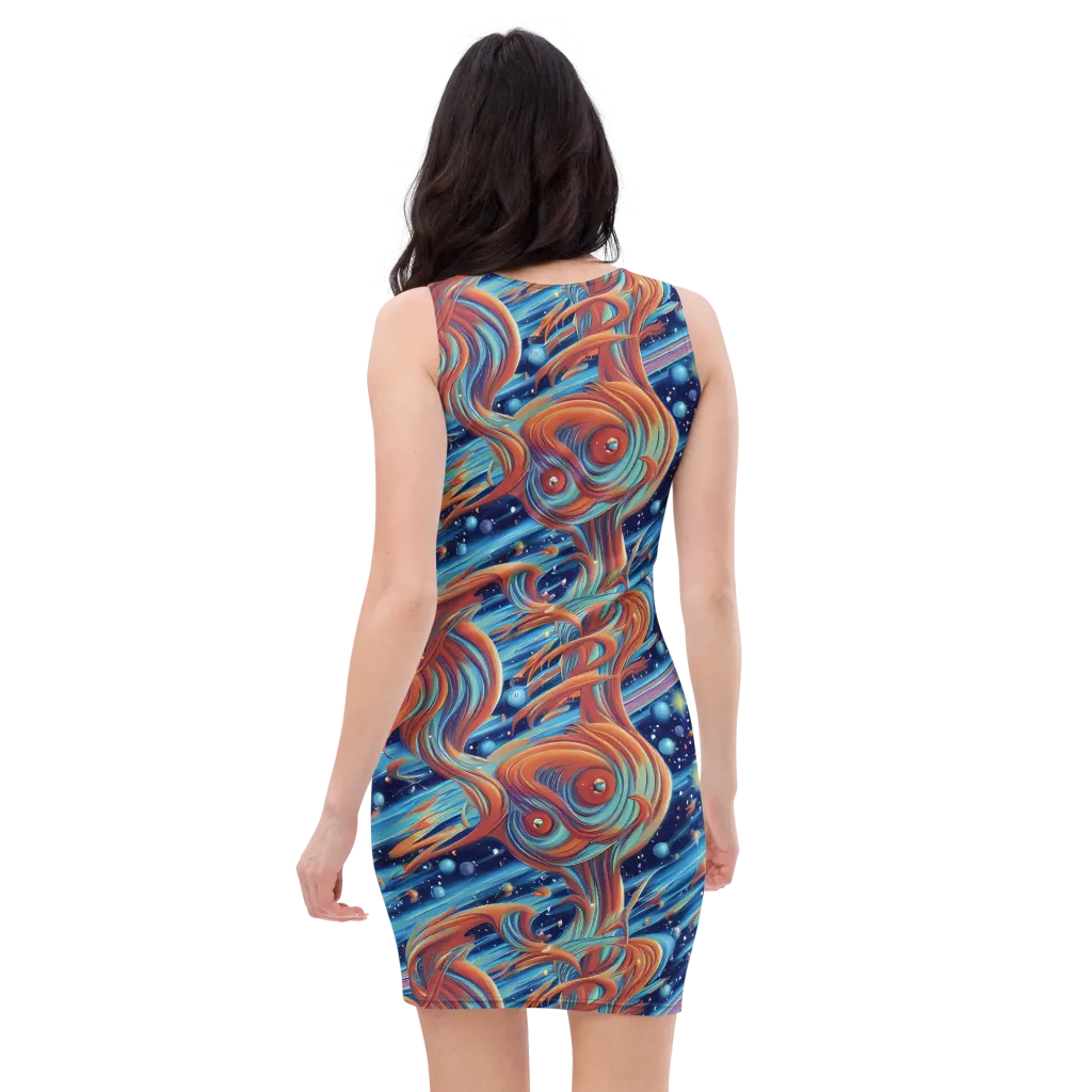 Orbit Flame on Bodycon Dress — Back