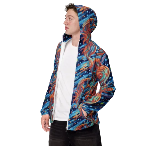 Orbit Flame on a Men's Windbreaker