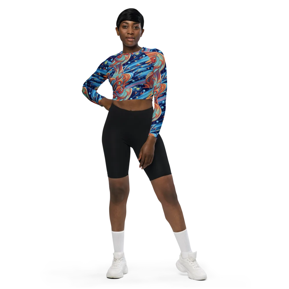 Orbit Flame on Long Sleeve Crop Top — Front
