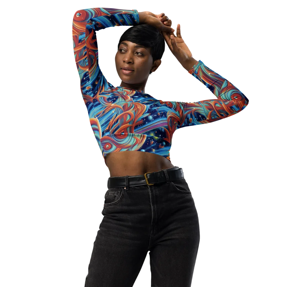 Orbit Flame on Long Sleeve Crop Top — Front