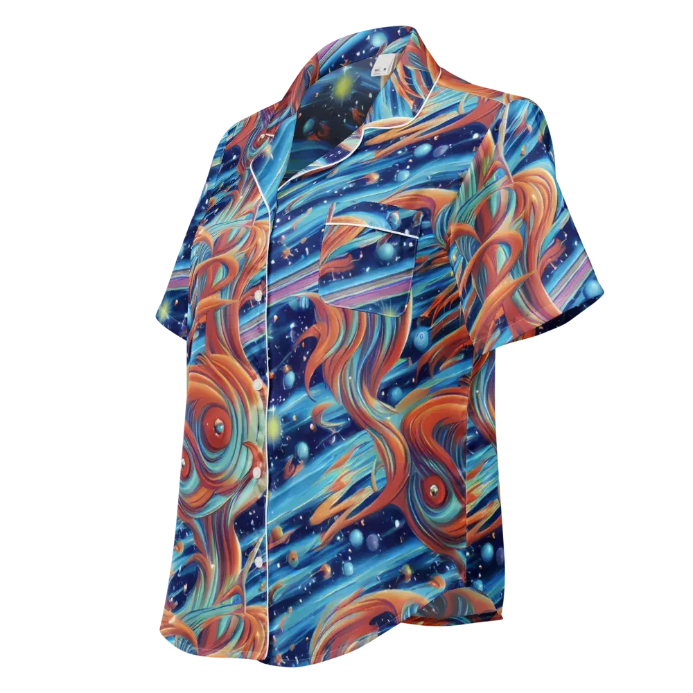 Orbit Flame on Women's Short Sleeve Pajama Top — Left Front
