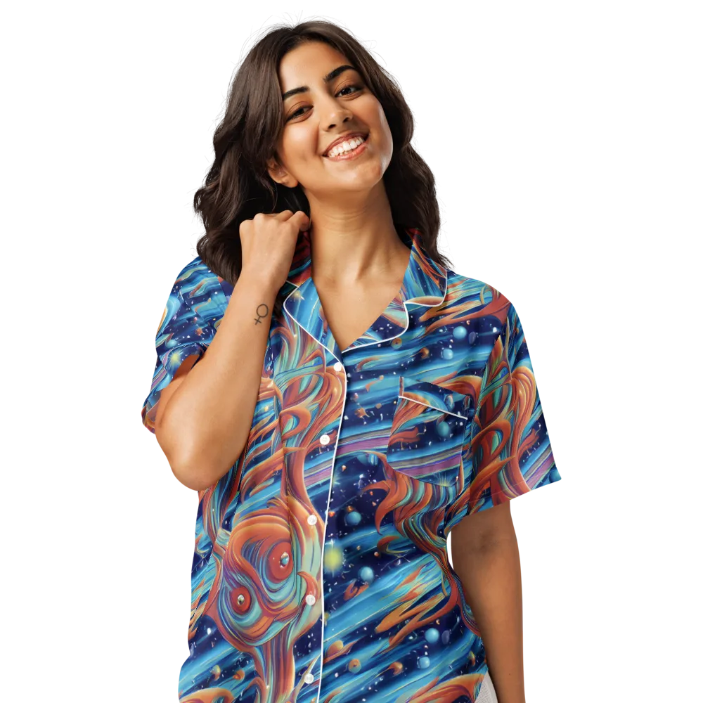 Orbit Flame on Women's Short Sleeve Pajama Top — Front