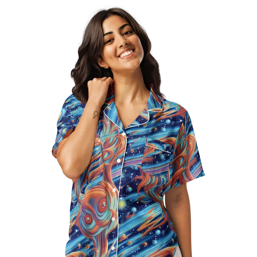 Orbit Flame on Women's Short Sleeve Pajama Top — Front