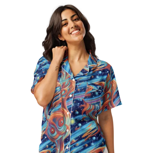 Orbit Flame on a Women's Short Sleeve Pajama Top