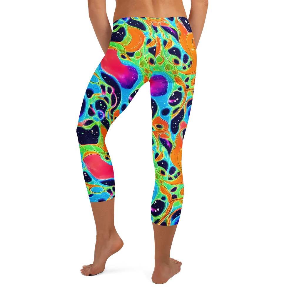Luminous Amoeba on Capri Leggings — Back