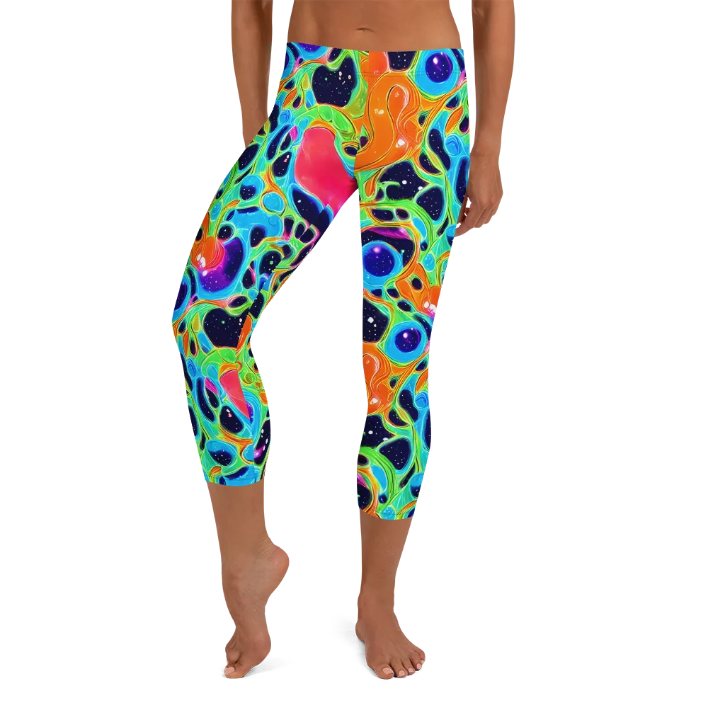 Luminous Amoeba on Capri Leggings — Front