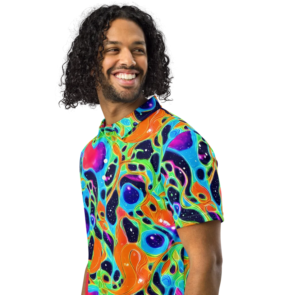 Luminous Amoeba on Men's Slim Fit Polo Shirt — Left Front