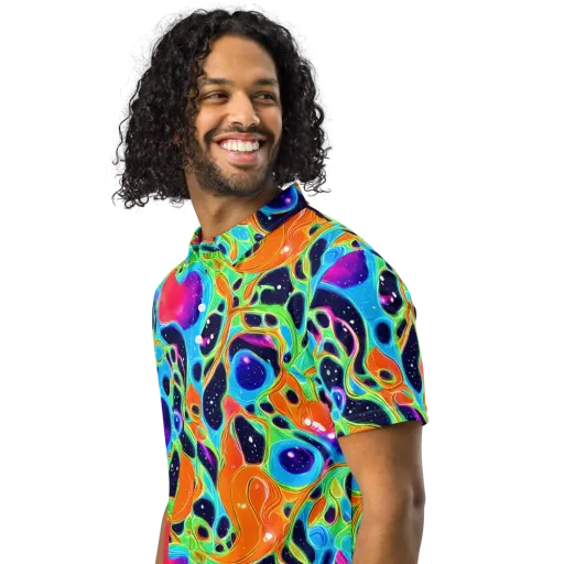 Luminous Amoeba on a Men's Slim Fit Polo Shirt