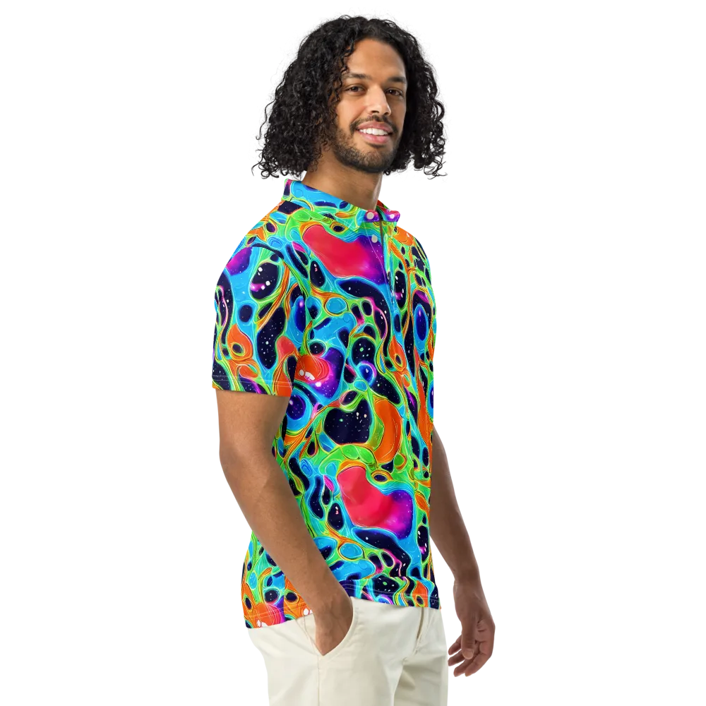 Luminous Amoeba on Men's Slim Fit Polo Shirt — Right Front