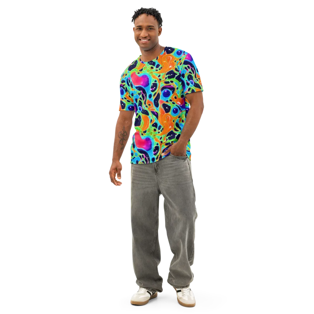 Luminous Amoeba on Men's Cotton Crew Neck T-Shirt — Front