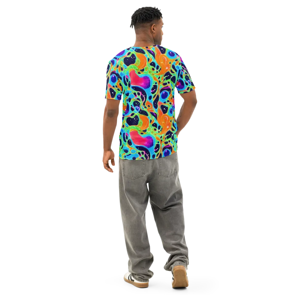 Luminous Amoeba on Men's Cotton Crew Neck T-Shirt — Back