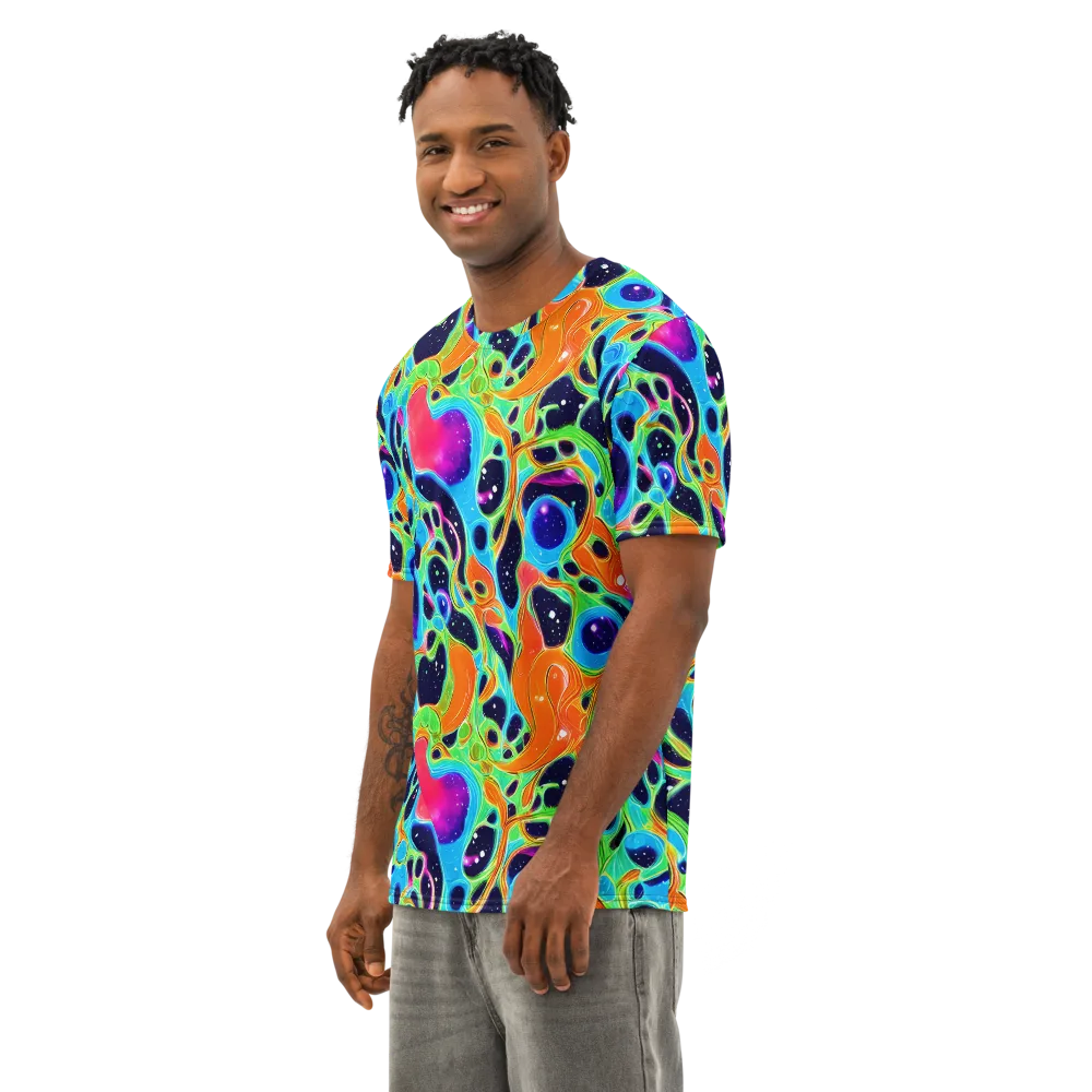 Luminous Amoeba on Men's Cotton Crew Neck T-Shirt — Left Front