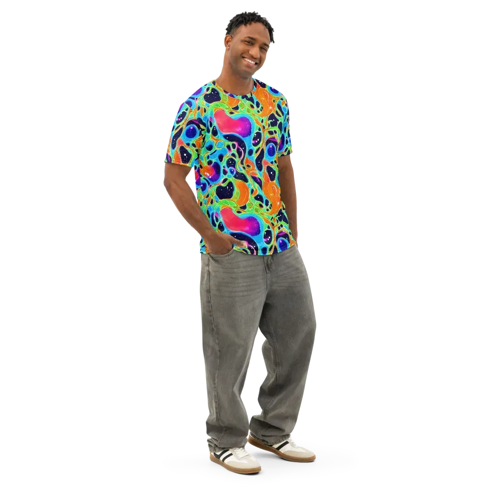 Luminous Amoeba on Men's Cotton Crew Neck T-Shirt — Right Front