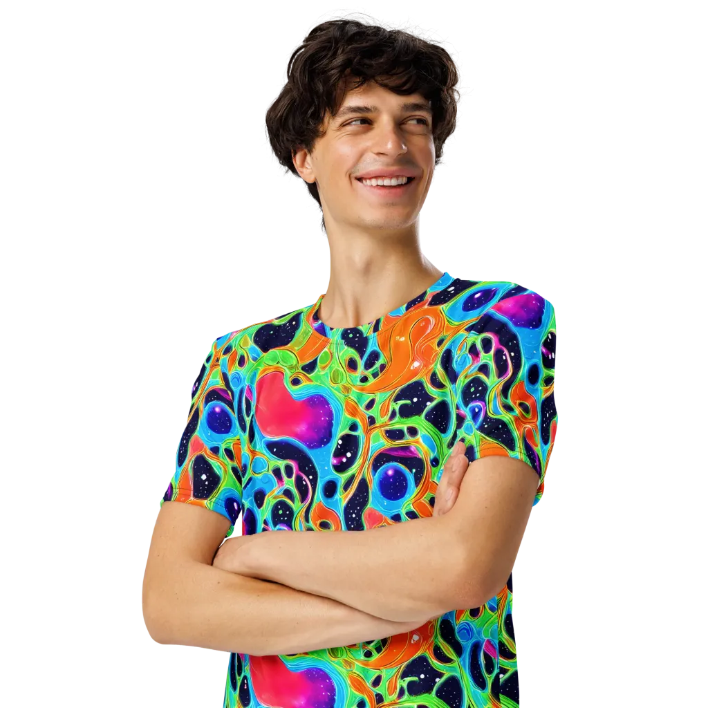Luminous Amoeba on Men's Crew Neck T-Shirt — Left Front