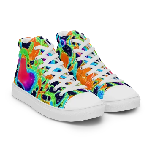 Luminous Amoeba on a Men's High Top Canvas Shoes