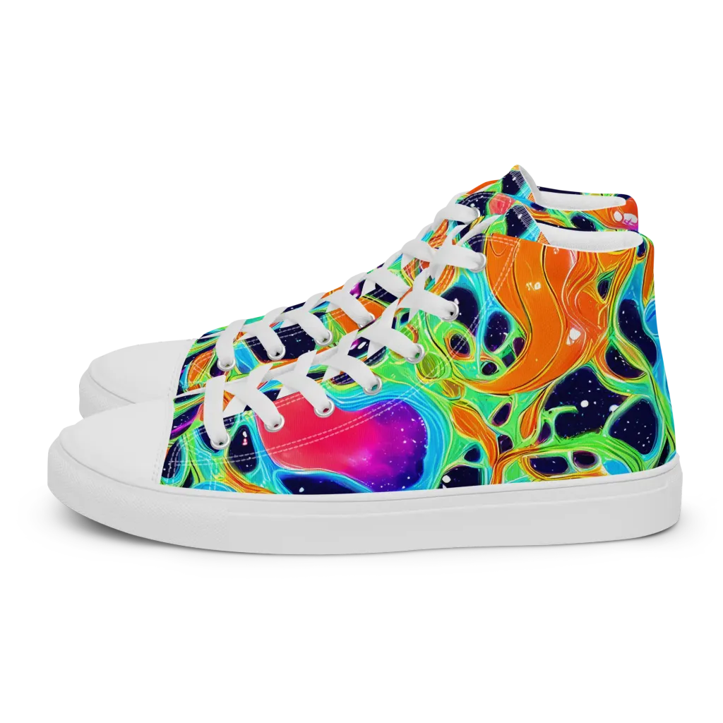 Luminous Amoeba on Men's High Top Canvas Shoes — Left