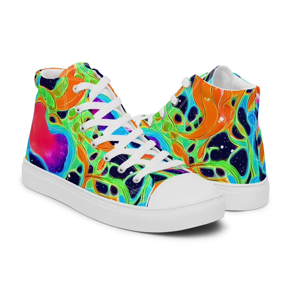 Luminous Amoeba on Men's High Top Canvas Shoes — Right