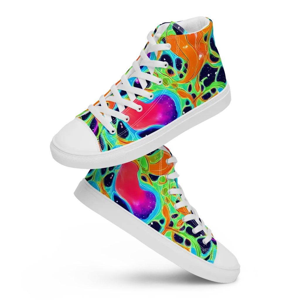 Luminous Amoeba on Men's High Top Canvas Shoes — Front