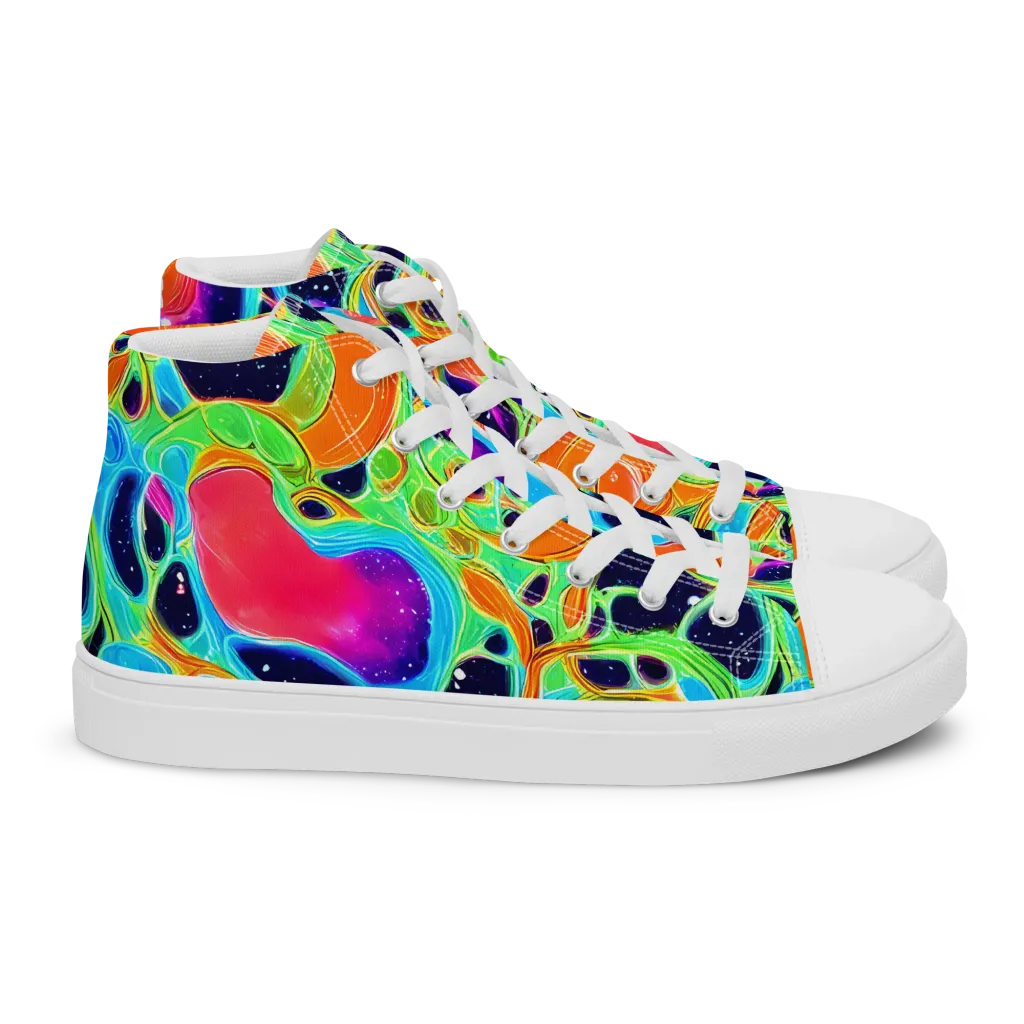 Luminous Amoeba on Women's High Top Canvas Shoes — Right