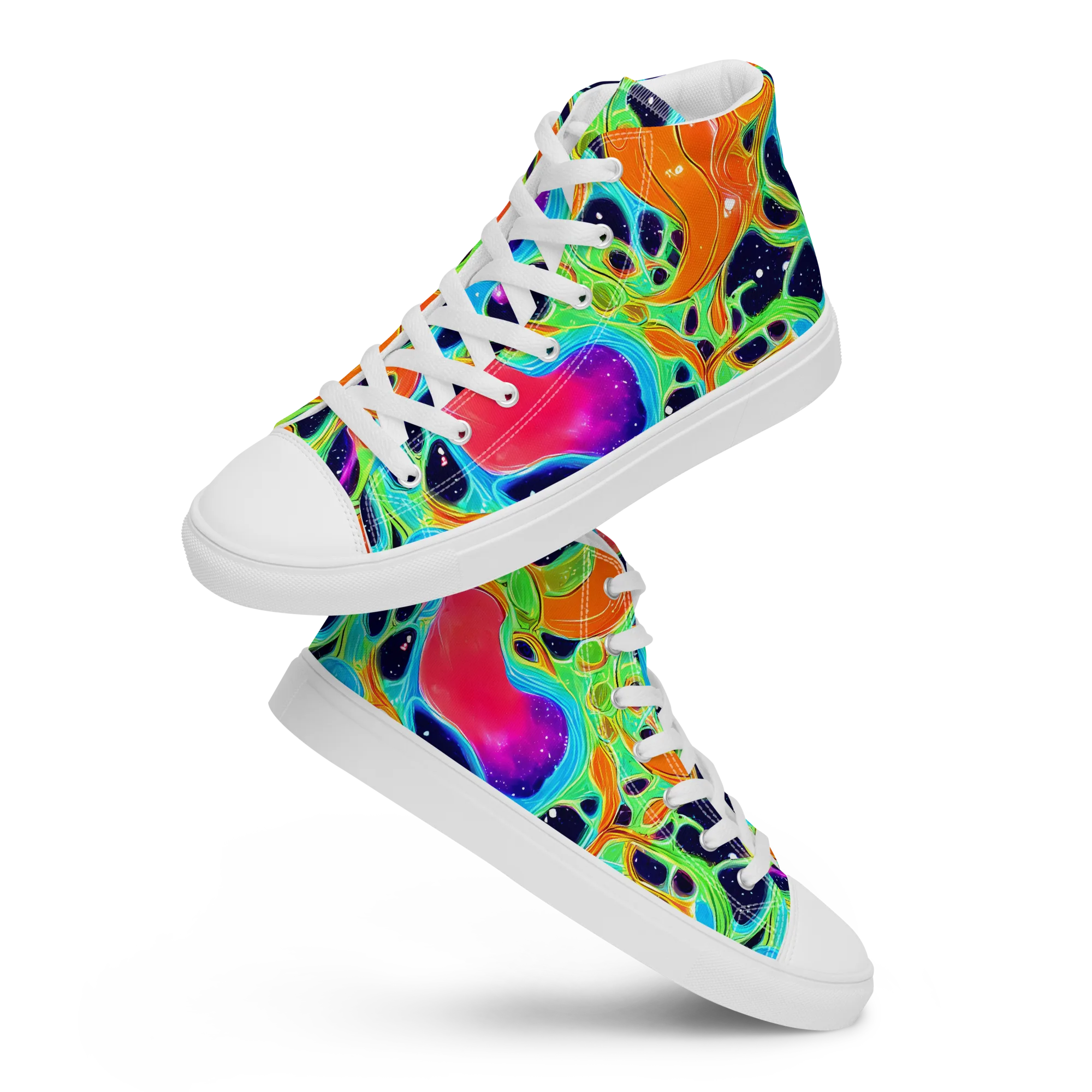 Luminous Amoeba on Women's High Top Canvas Shoes — Front
