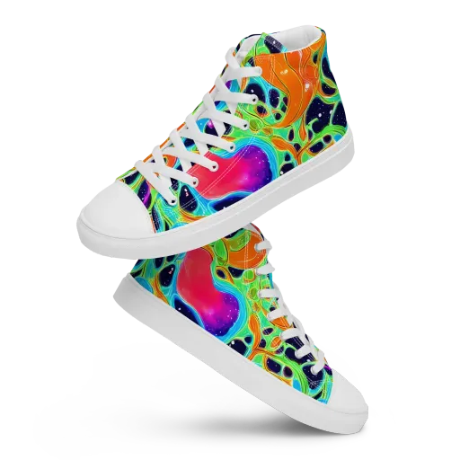 Luminous Amoeba on a Women's High Top Canvas Shoes