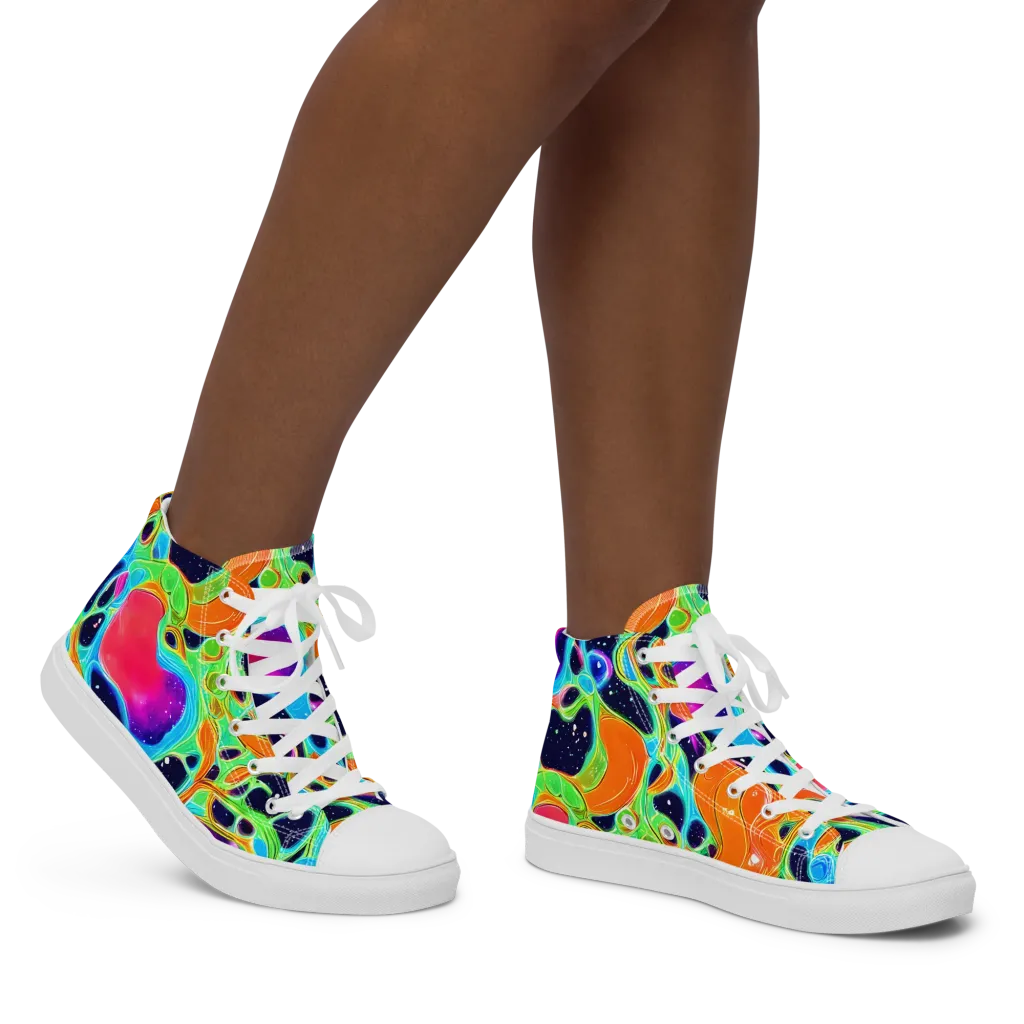 Luminous Amoeba on Women's High Top Canvas Shoes — Right