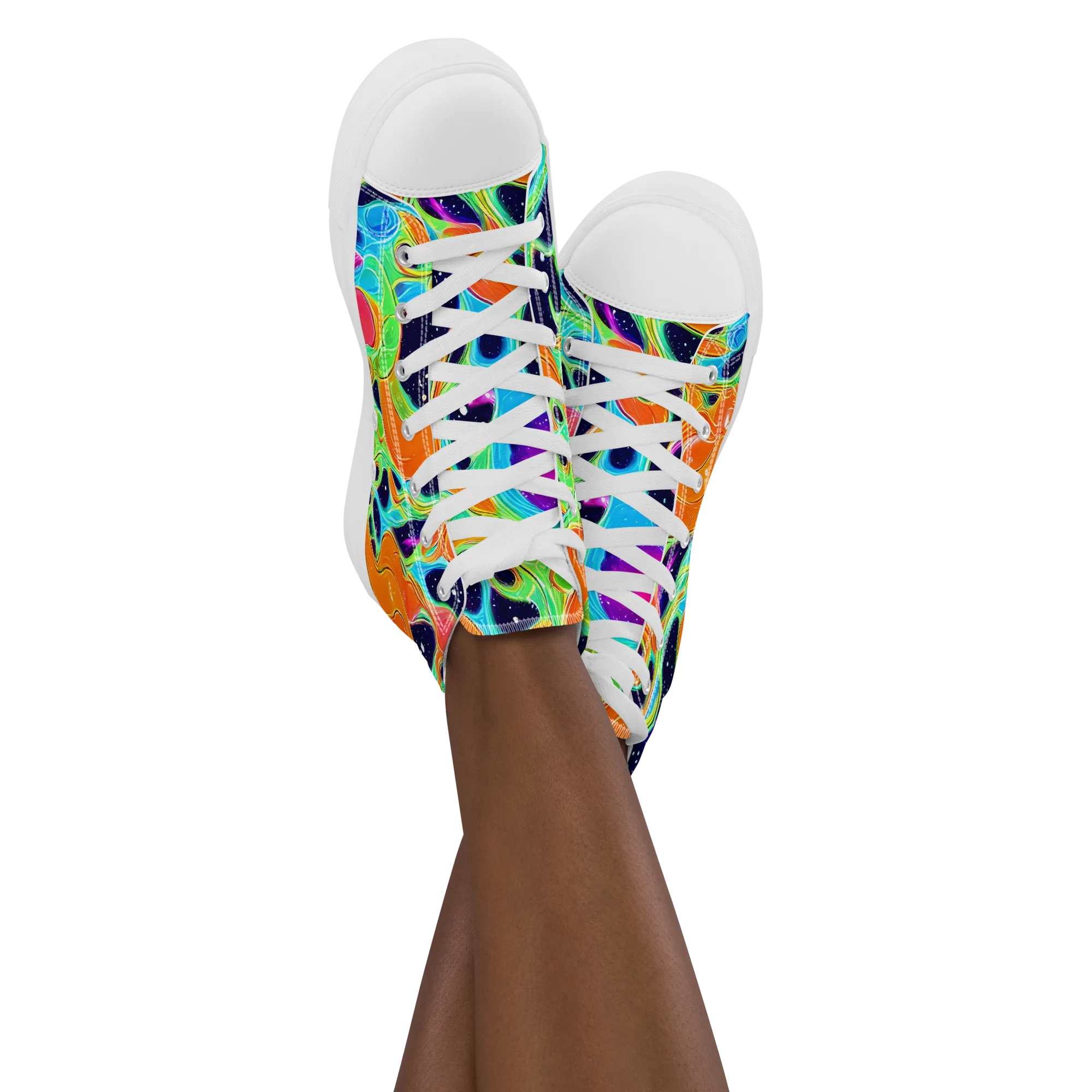 Luminous Amoeba on Women's High Top Canvas Shoes — Front