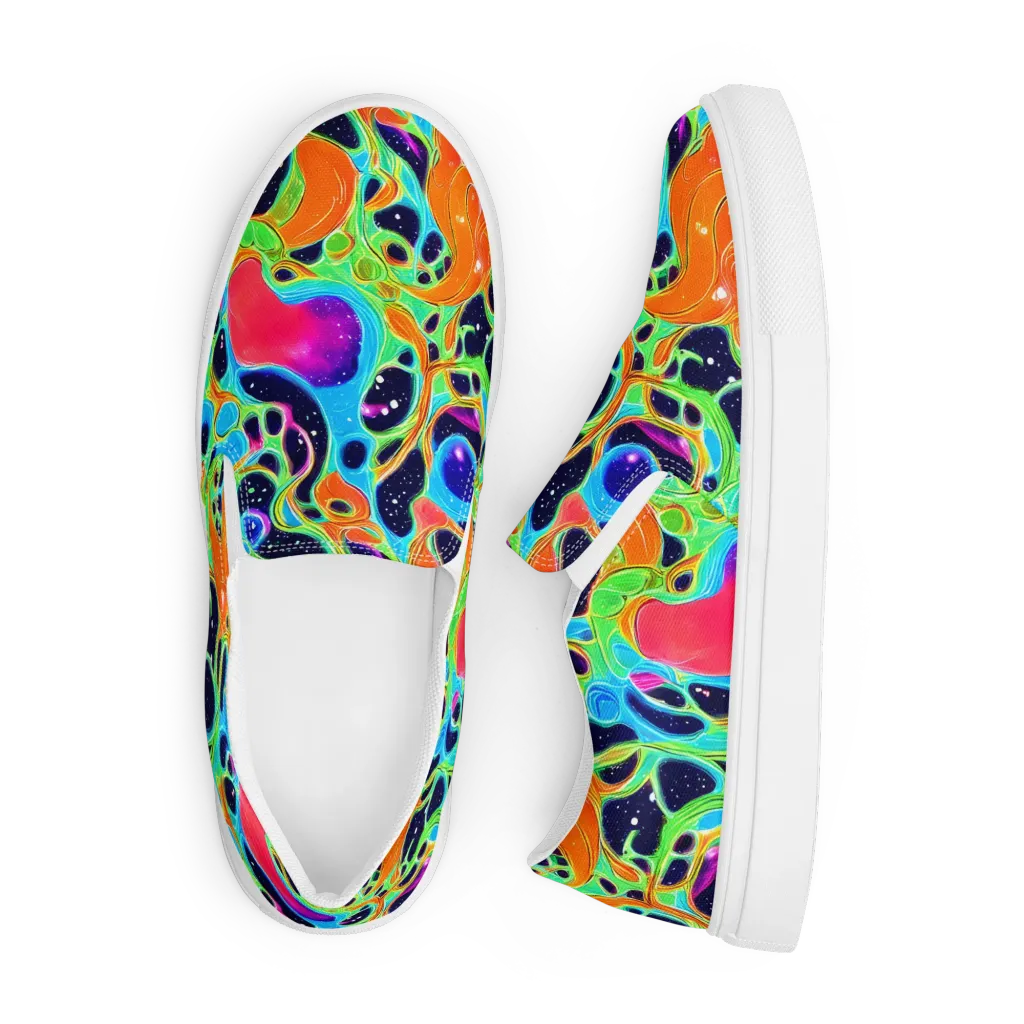 Luminous Amoeba on Men's Slip-On Canvas Shoes — Front