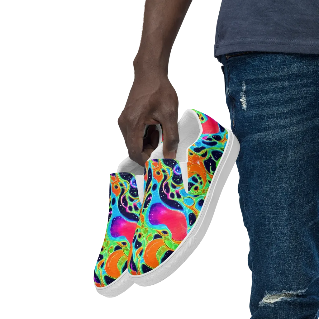 Luminous Amoeba on Men's Slip-On Canvas Shoes — Left Front