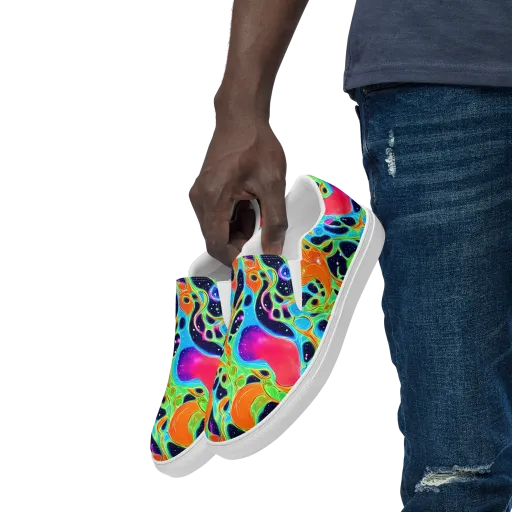 Luminous Amoeba on a Men's Slip-On Canvas Shoes