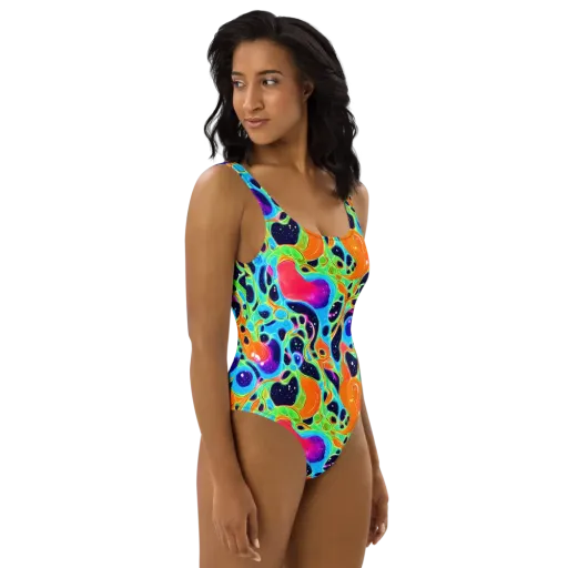 Luminous Amoeba on a One-Piece Swimsuit