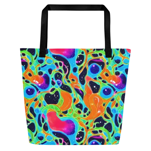 Luminous Amoeba on a Large Tote Bag W/ Pocket