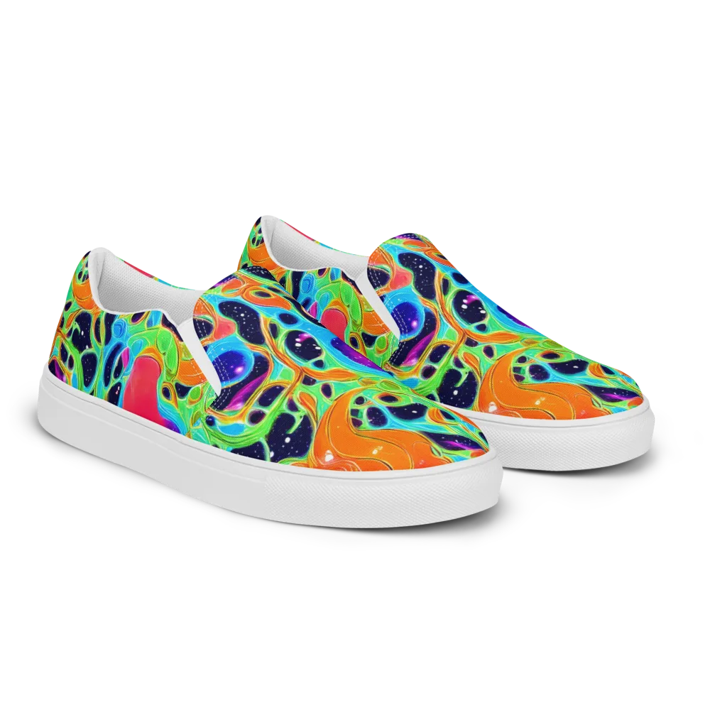 Luminous Amoeba on Women's Slip-On Canvas Shoes — Right Front