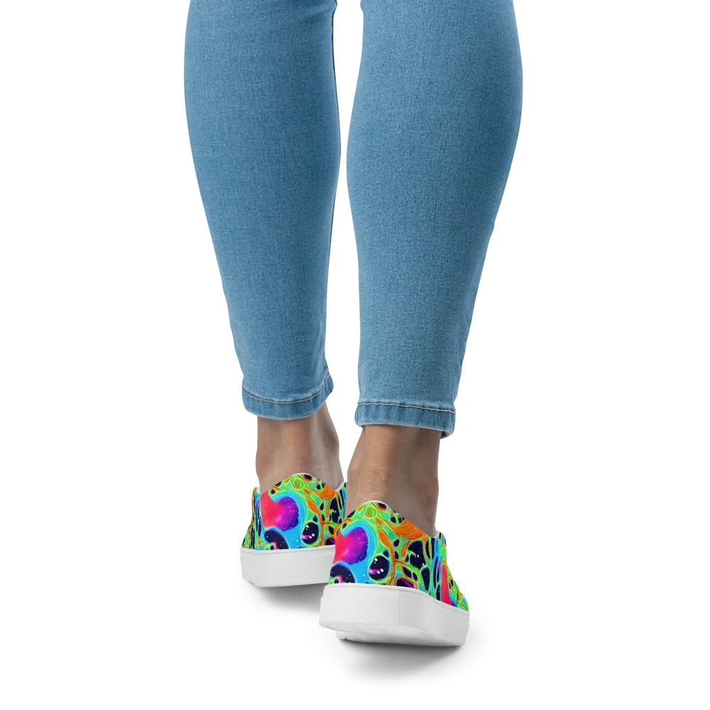 Luminous Amoeba on Women's Slip-On Canvas Shoes — Back