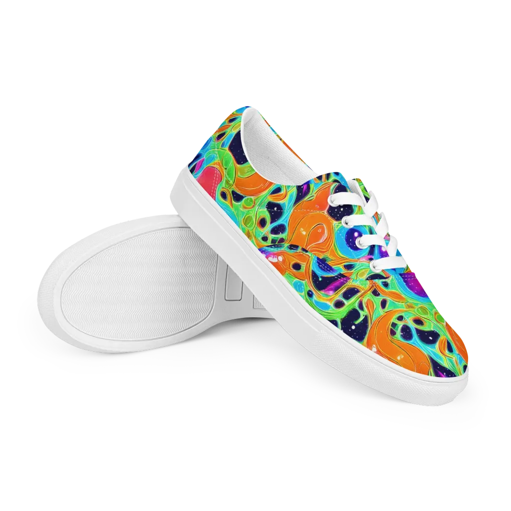 Luminous Amoeba on Men's Lace-Up Canvas Shoes — Right Front