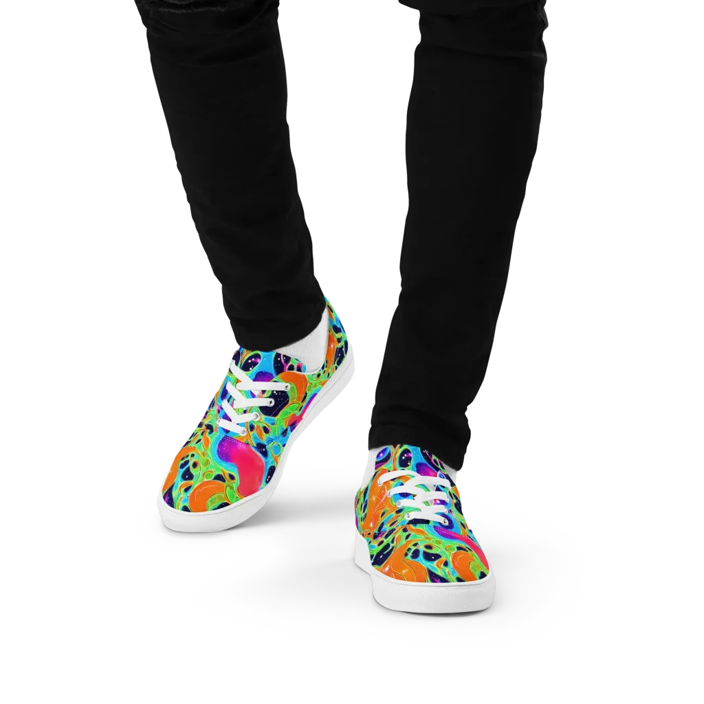 Luminous Amoeba on Men's Lace-Up Canvas Shoes — Front