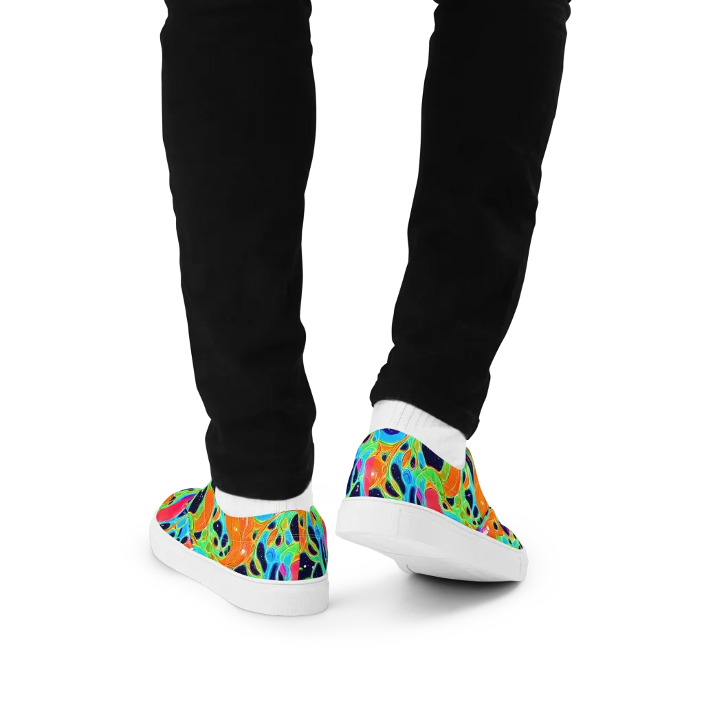 Luminous Amoeba on Men's Lace-Up Canvas Shoes — Back