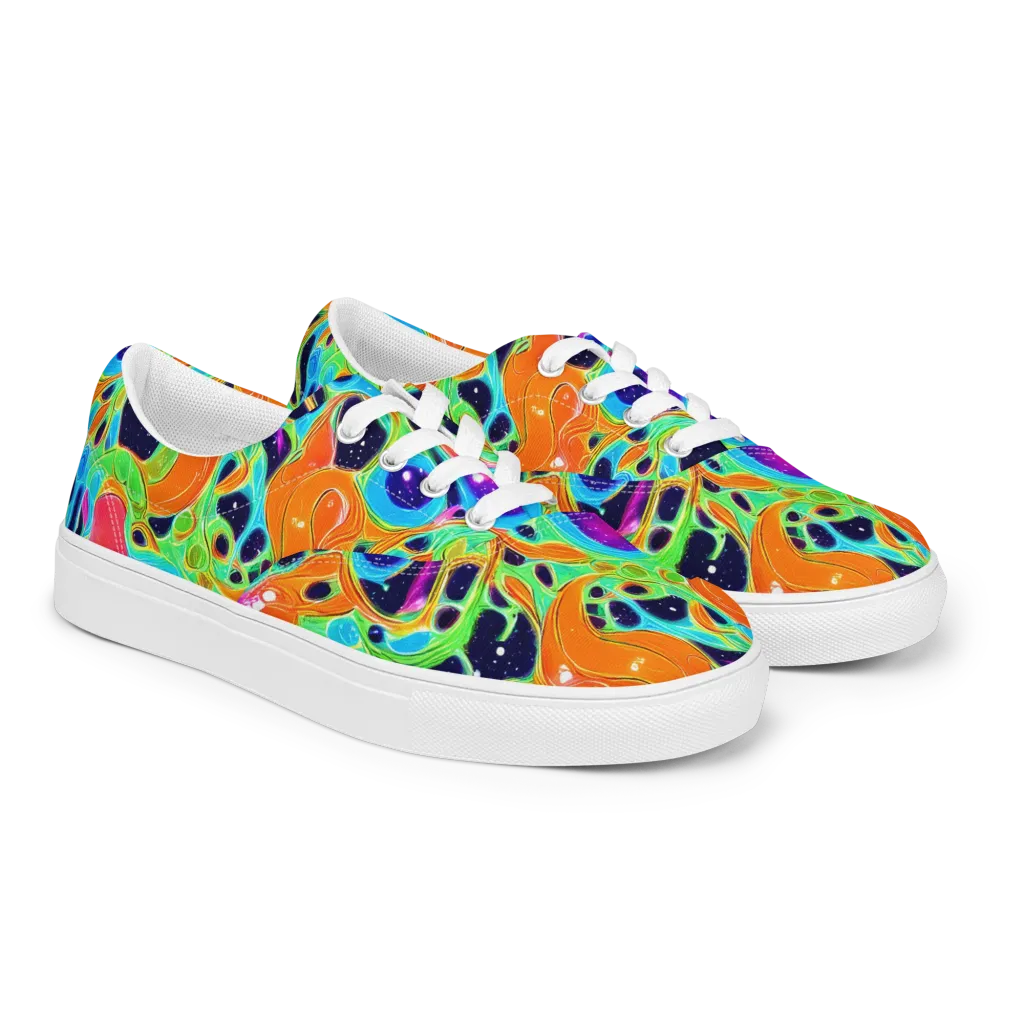 Luminous Amoeba on Men's Lace-Up Canvas Shoes — Right Front