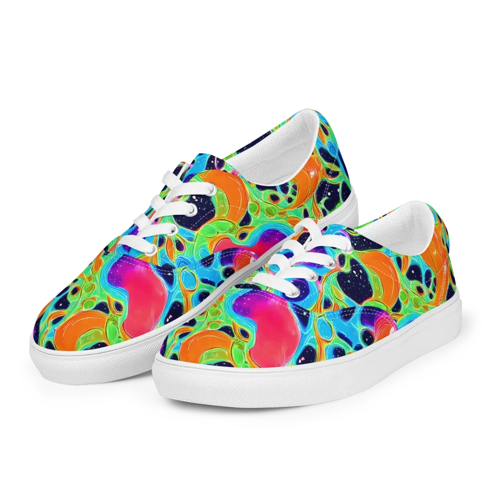 Luminous Amoeba on Men's Lace-Up Canvas Shoes — Left Front