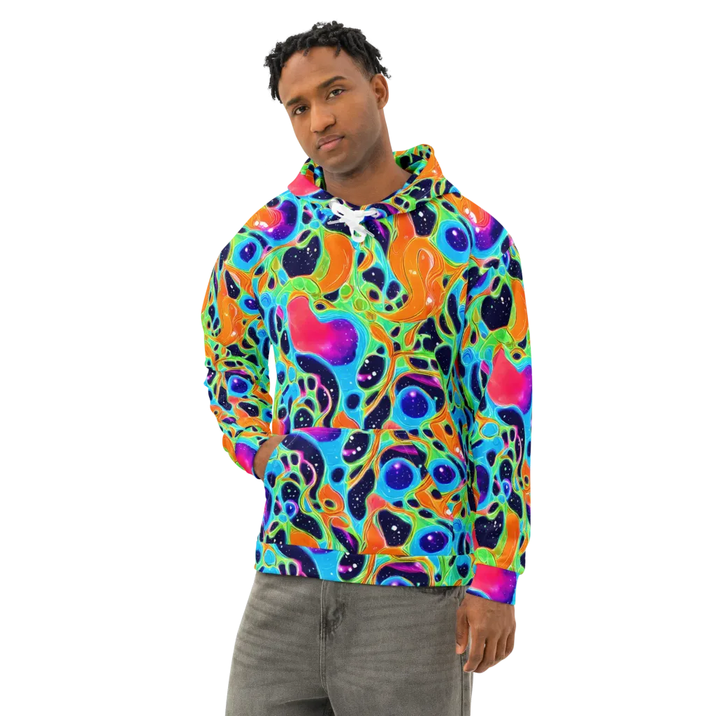Luminous Amoeba on Cotton Hoodie — Left Front