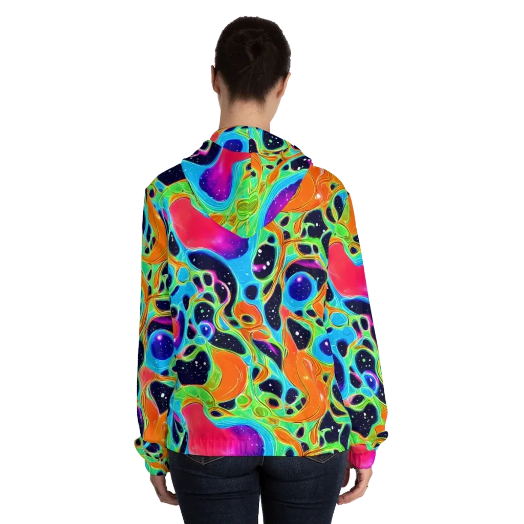 Luminous Amoeba on Women's Full-Zip Hoodie — Back On Person