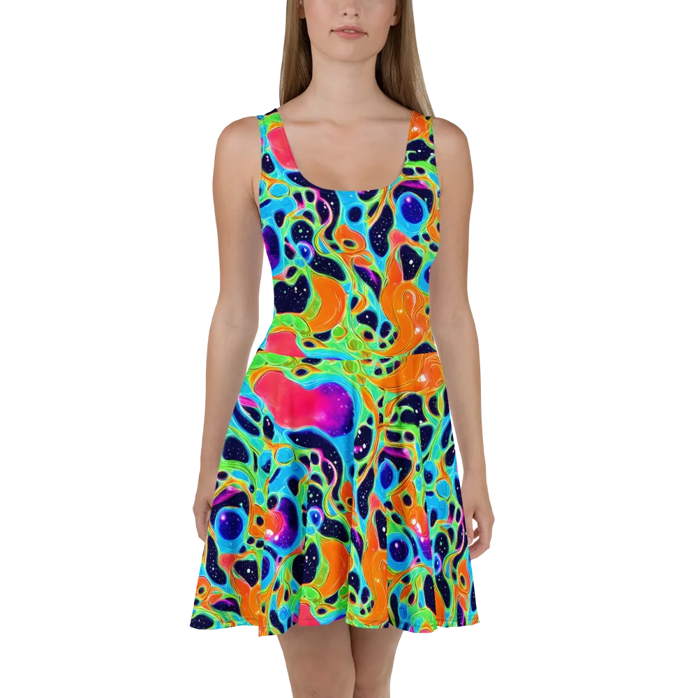 Luminous Amoeba on Skater Dress — Front