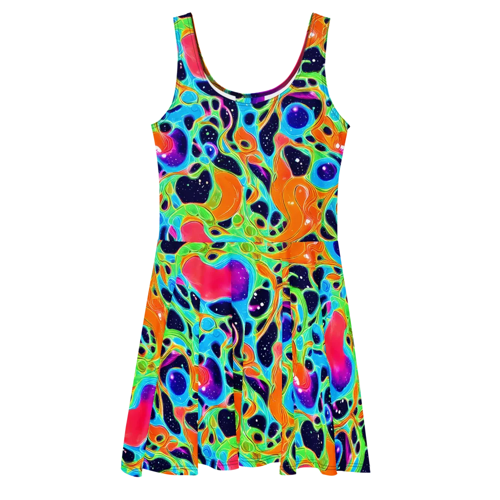 Luminous Amoeba on Skater Dress — Front