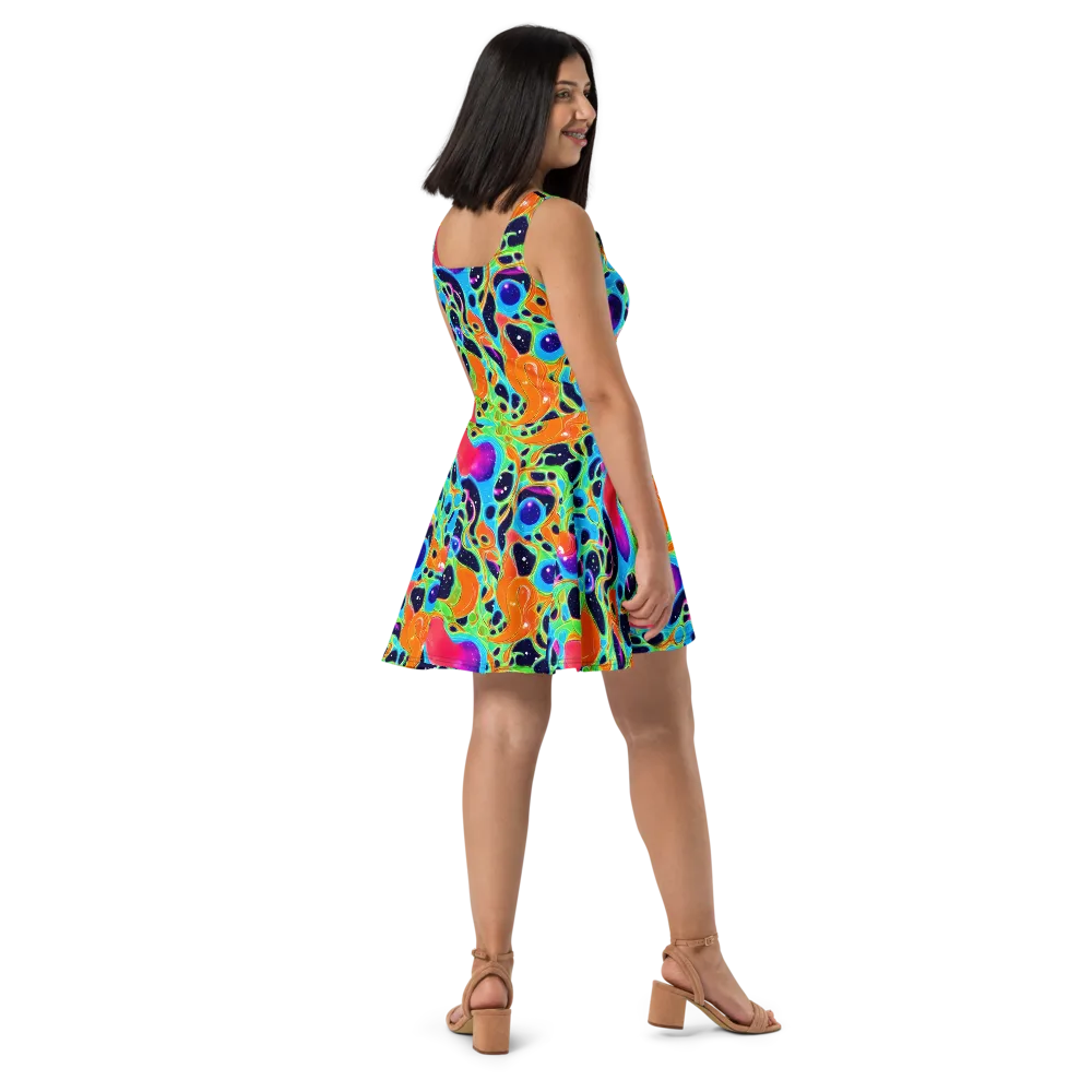 Luminous Amoeba on Skater Dress — Right