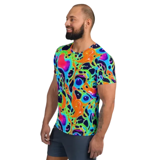 Luminous Amoeba on a Men's Athletic T-Shirt
