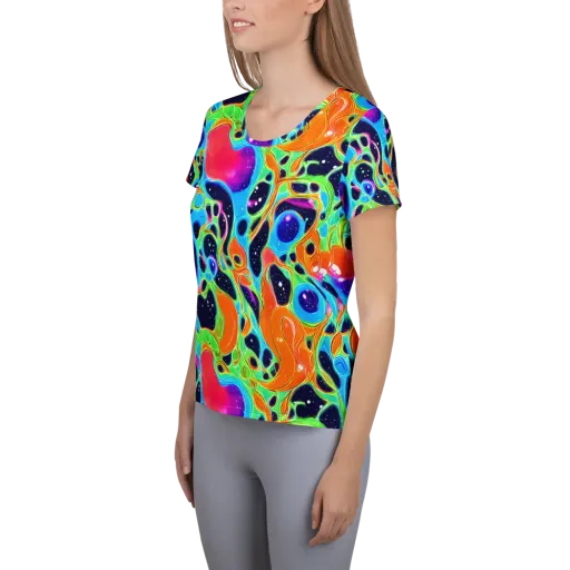 Luminous Amoeba on a Women's Athletic T-Shirt