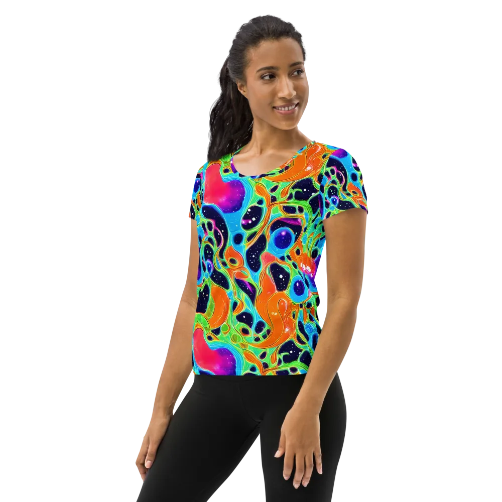 Luminous Amoeba on Women's Athletic T-Shirt — Left